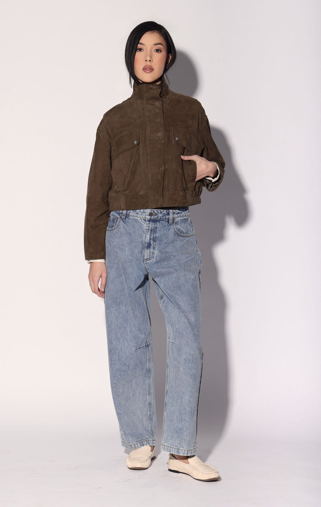 Rihanna Jacket, Army Suede - Leather