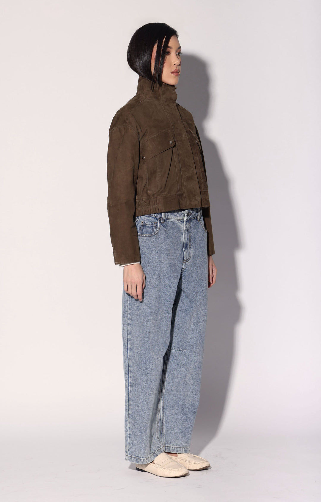 Rihanna Jacket, Army Suede - Leather