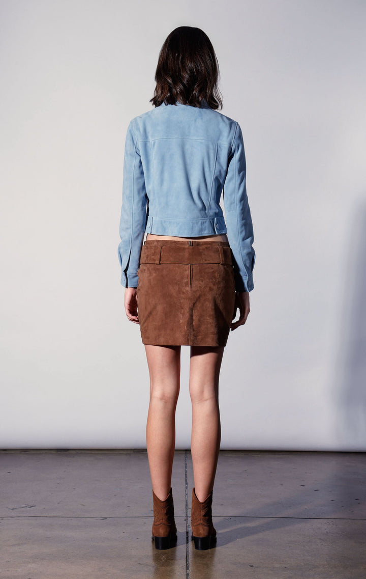 Kacey Jacket, Baby Blue Suede - Leather