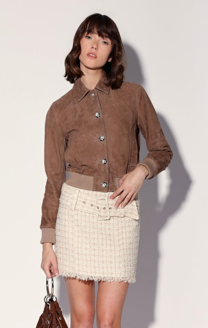Katherine Jacket, Brown Taupe Suede - Leather