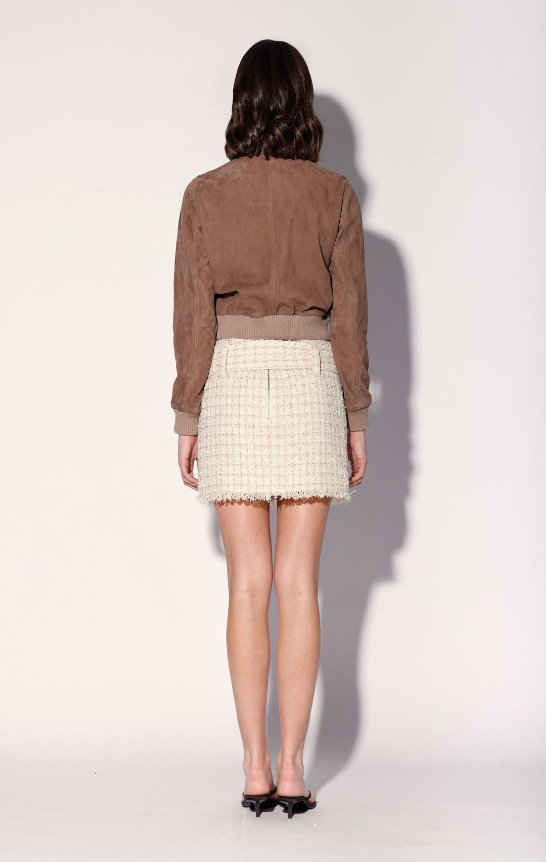 Katherine Jacket, Brown Taupe Suede - Leather