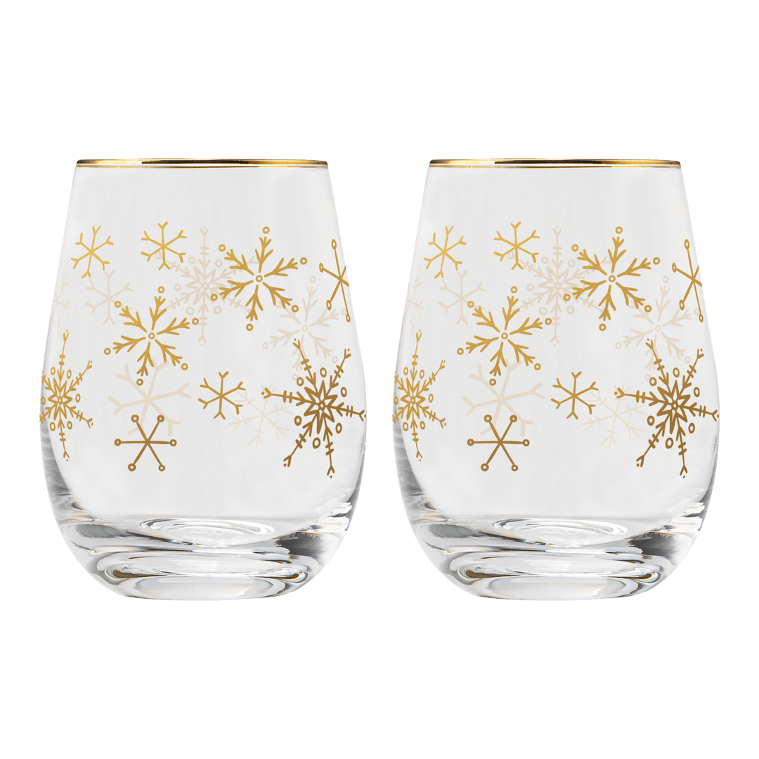 Snowflakes Stemless Wine Glass - Boxed Set of 2