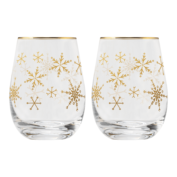 Snowflakes Stemless Wine Glass - Boxed Set of 2