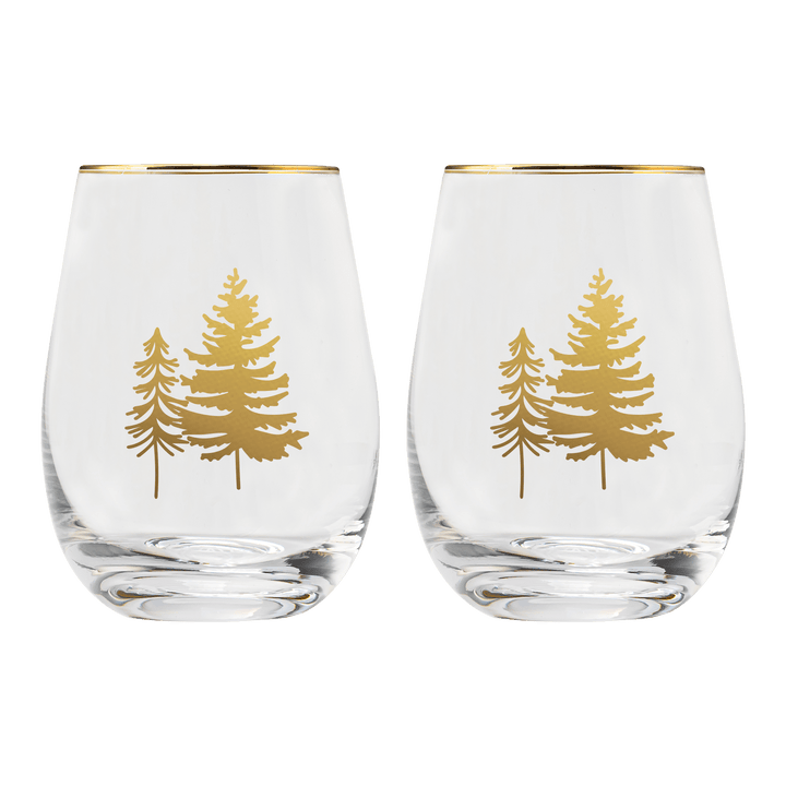 Trees Stemless Wine Glass - Boxed Set of 2