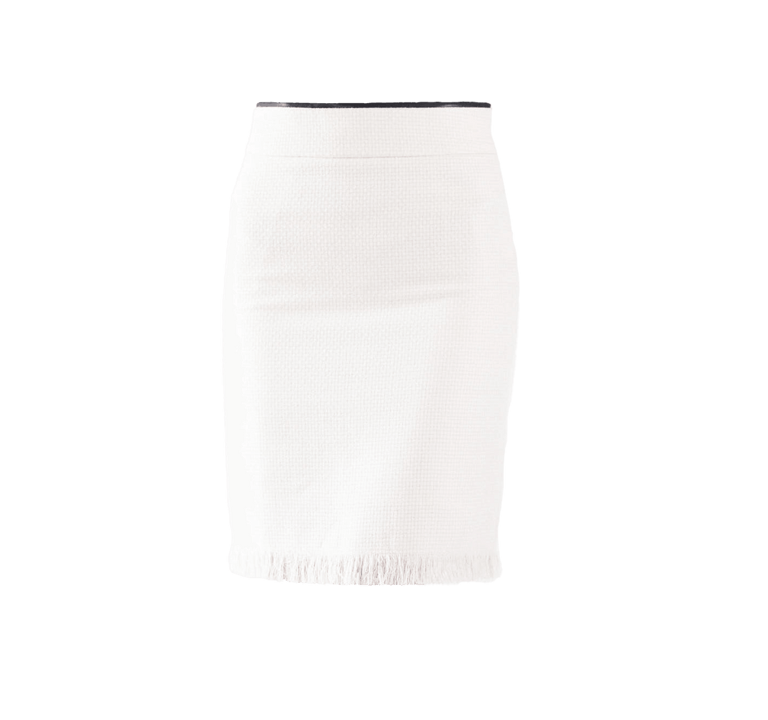 Luxe White Mini Tweed Skirt by Le Réussi®