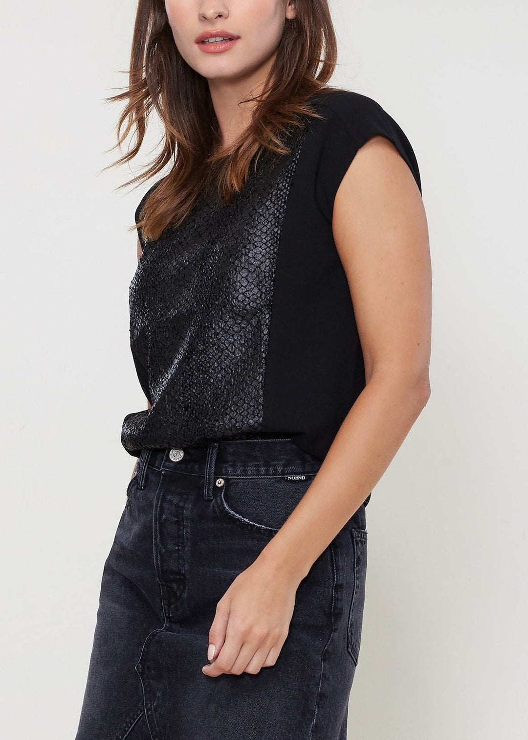 Ro & De Women's Snake Skin Print Cap Sleeve Top by Shop at Konus