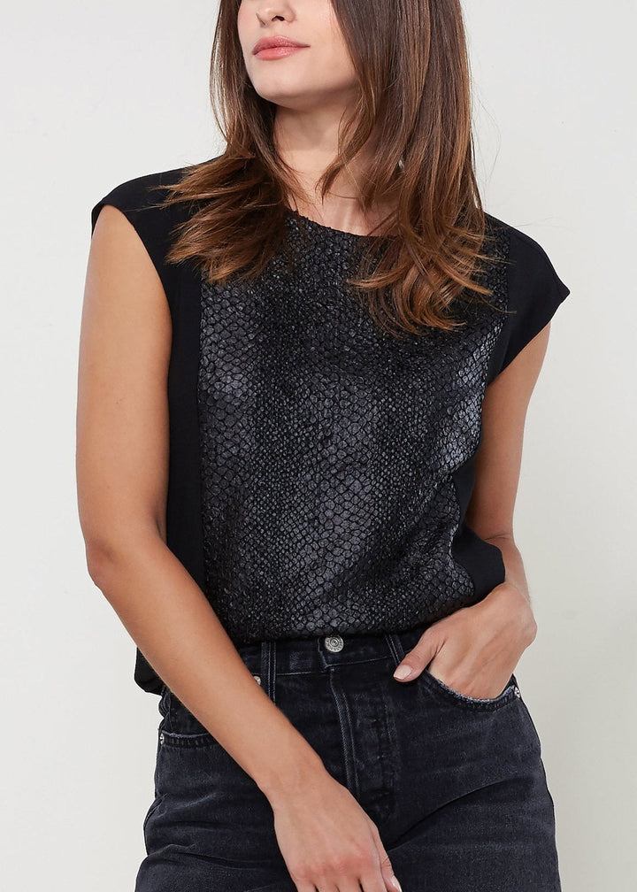 Ro & De Women's Snake Skin Print Cap Sleeve Top by Shop at Konus