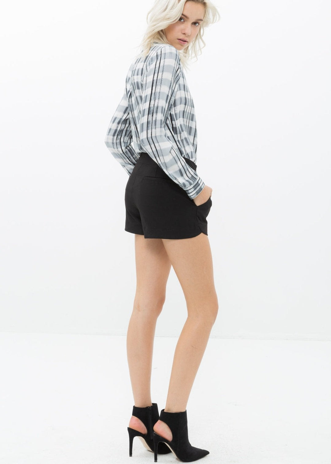 Women's Gabardine Mid Rise Shorts by Shop at Konus