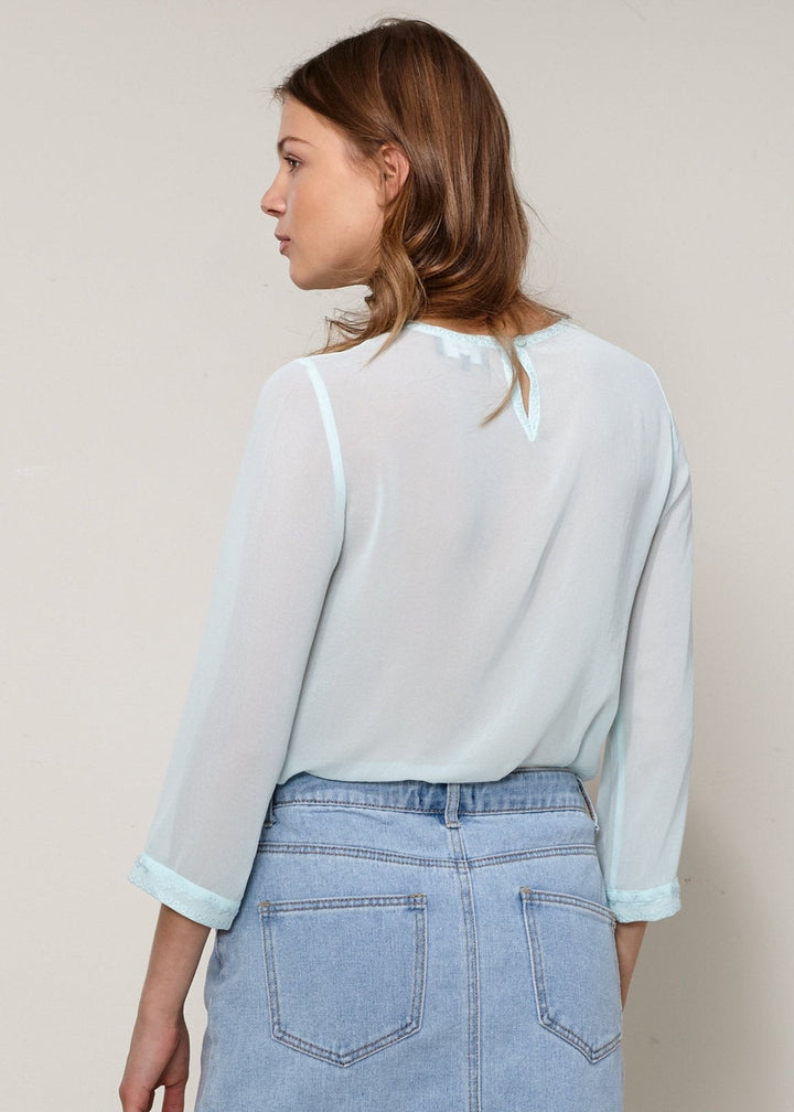 Women's Embossed Top In Pepper Mint