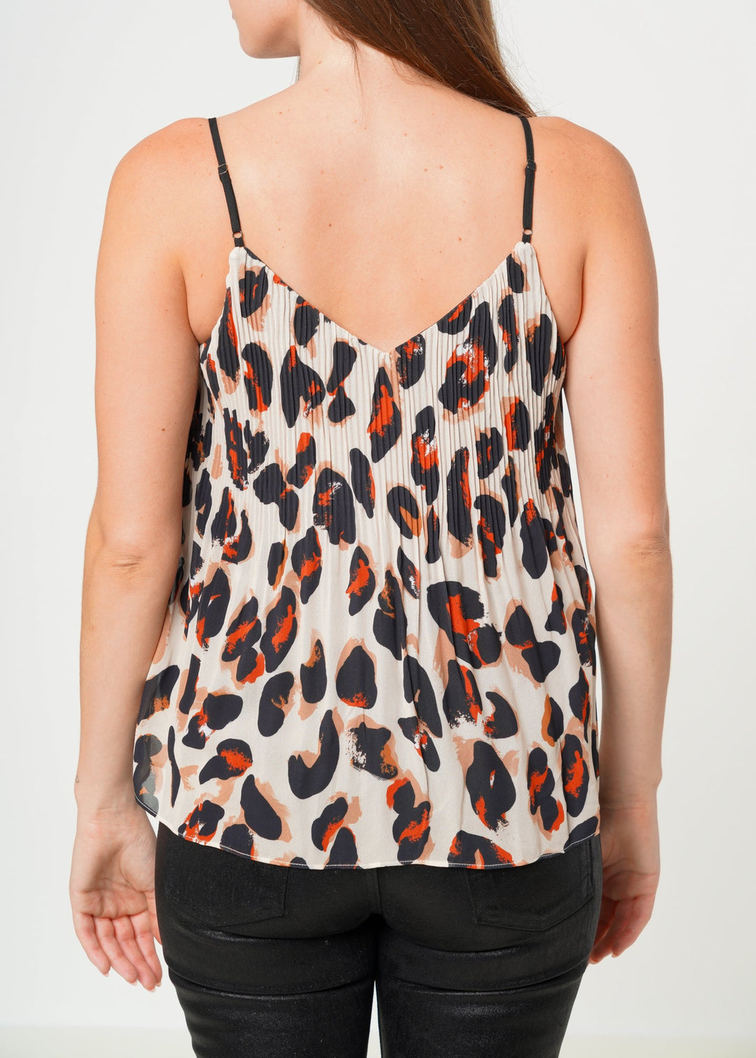 Women's Pleated Cami in Leopard Sketch