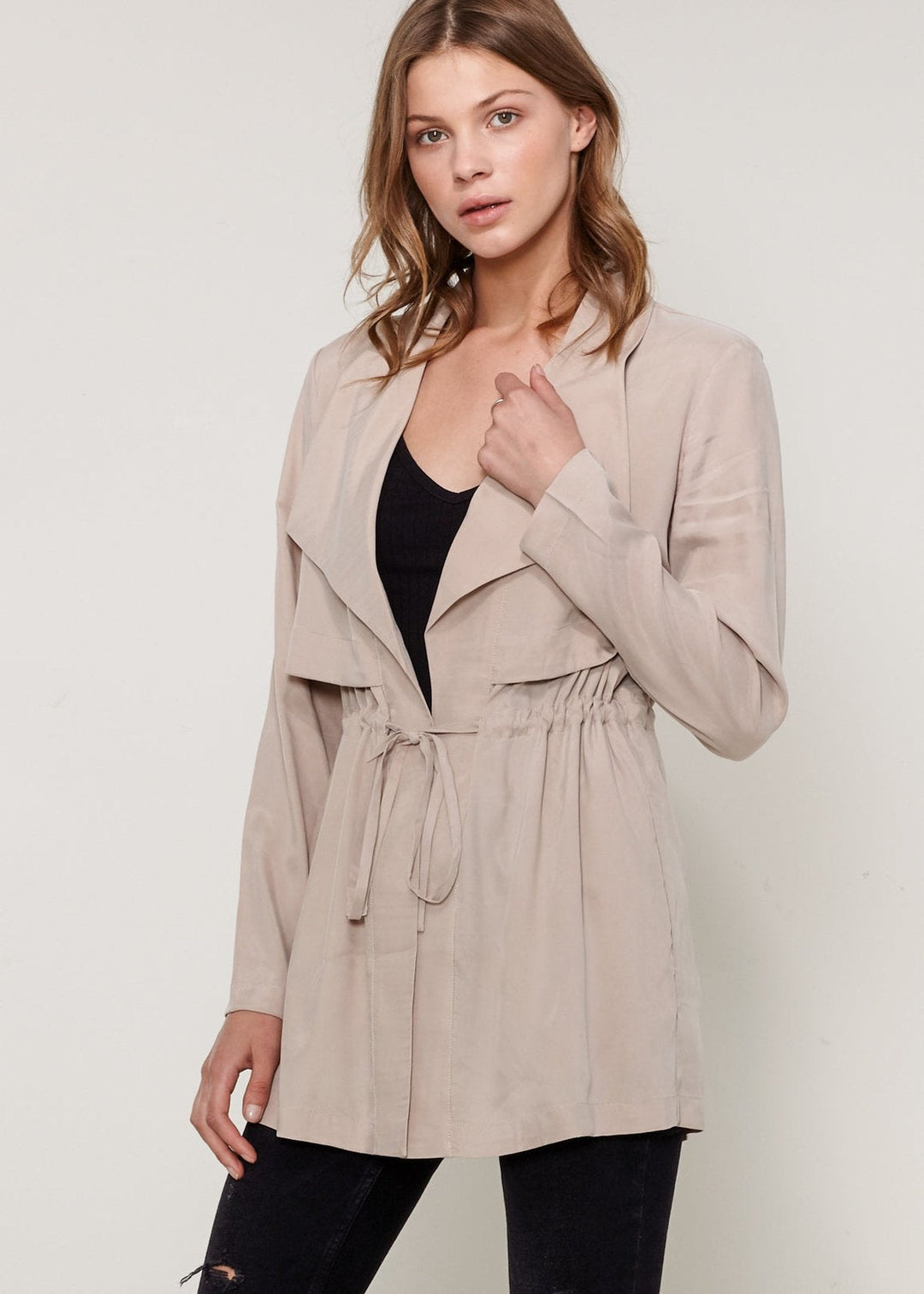 Ro&de Noir Open Front Jacket In Taupe