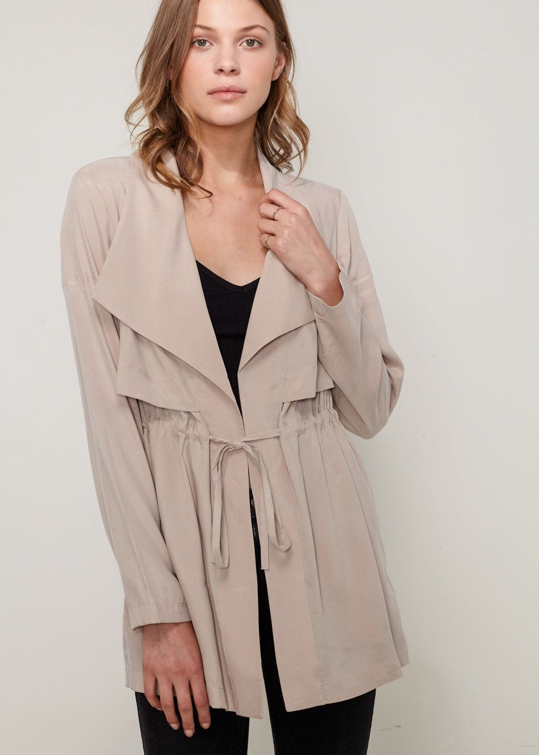 Ro&de Noir Open Front Jacket In Taupe