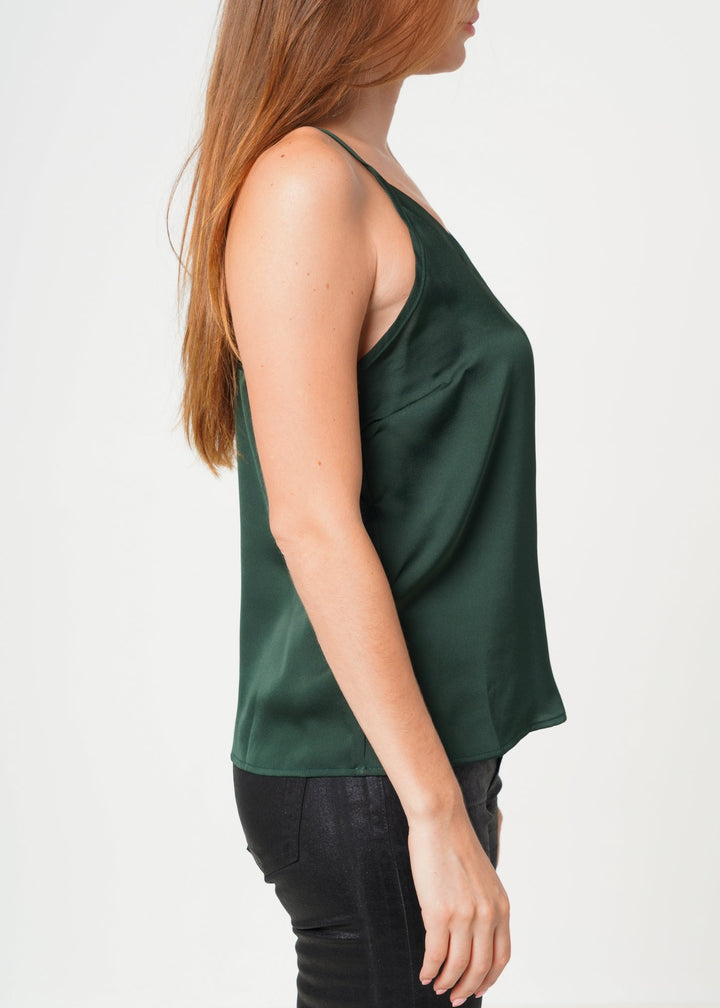 Women's V-neck Satin Camisole in Hunter Green
