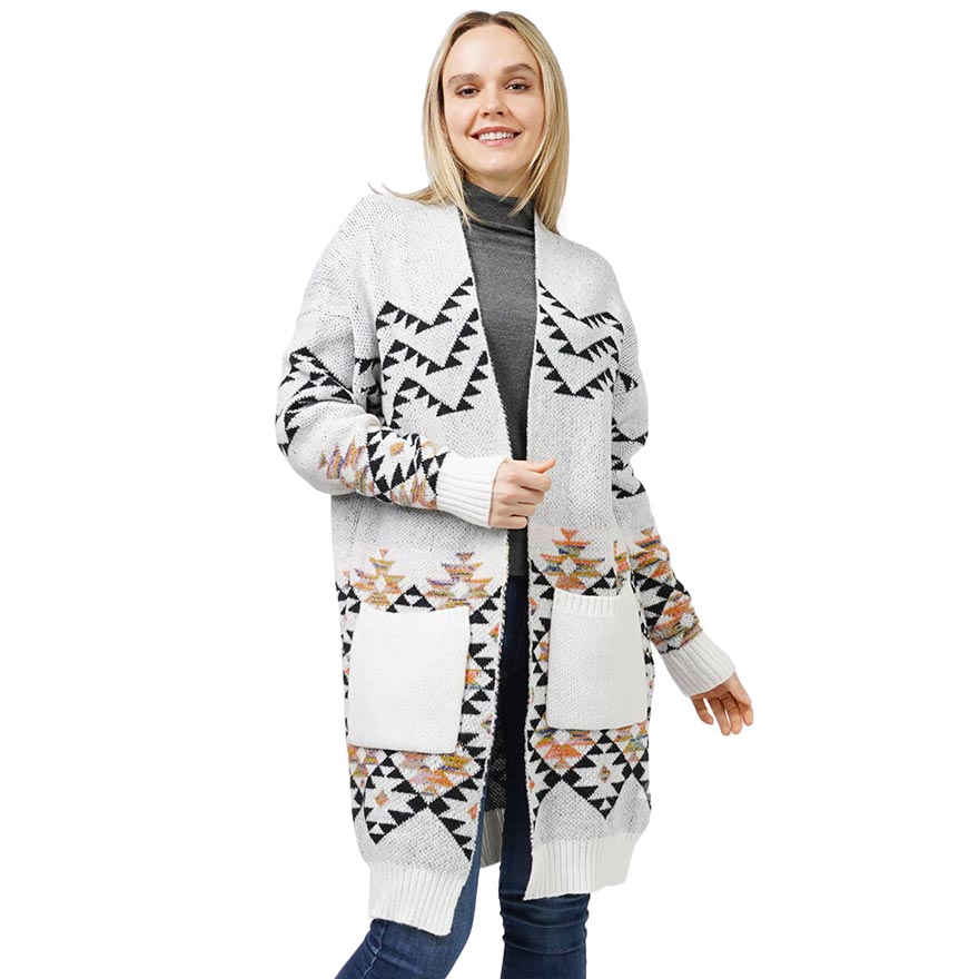 Aztec Patterned Sweater Cardigan by Madeline Love