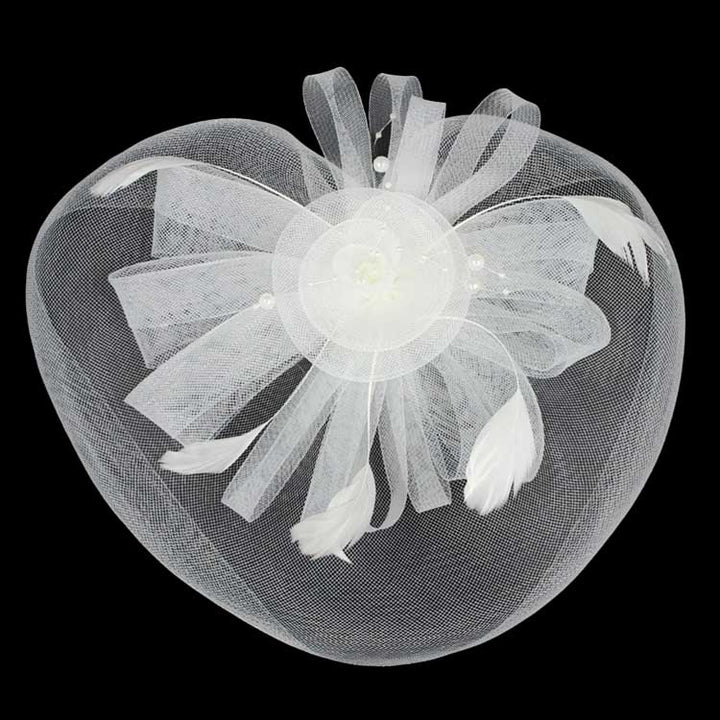 Pearl Feather Mesh Flower Fascinator Headband by Madeline Love