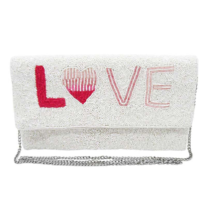 Love Message Seed Beaded Clutch Crossbody Bag by Madeline Love