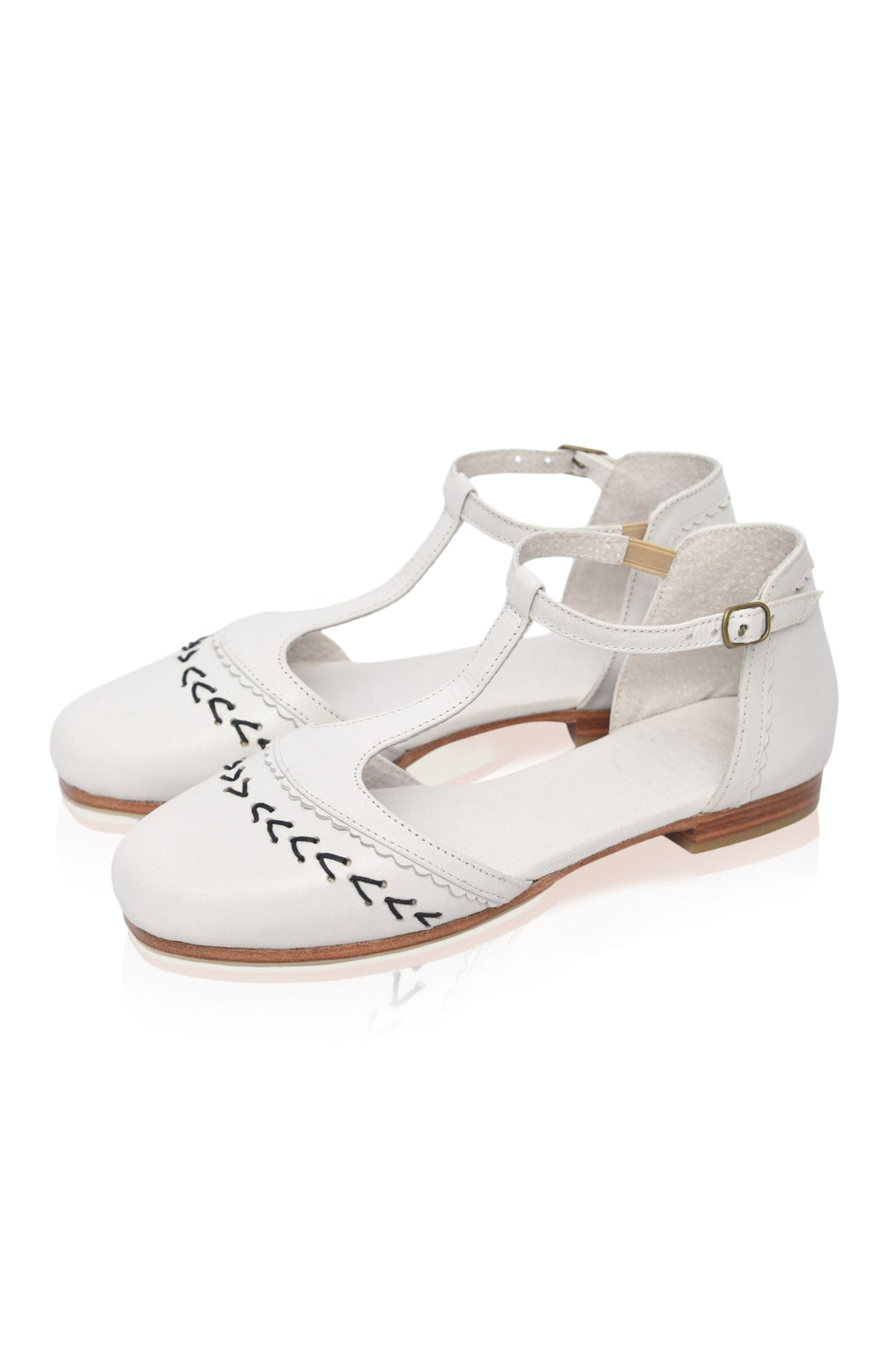 Wonderland T-strap Leather Flats by ELF
