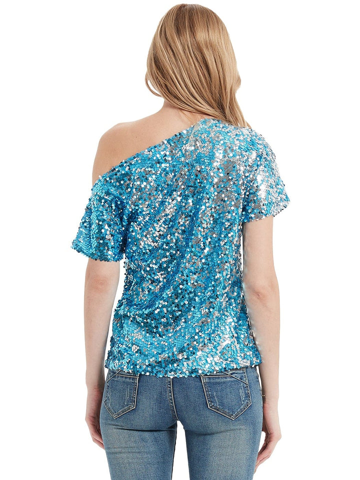 One Shoulder Sequin Top