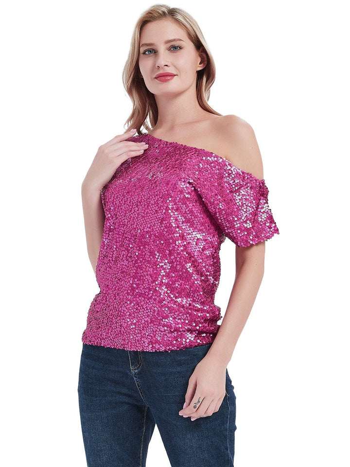 One Shoulder Sequin Top