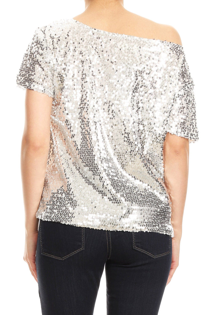 One Shoulder Sequin Top