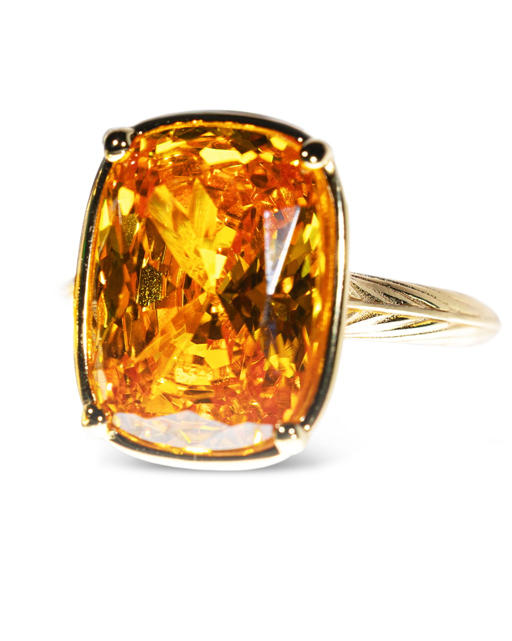 Canary Elongated Cushion CZ Cocktail Ring