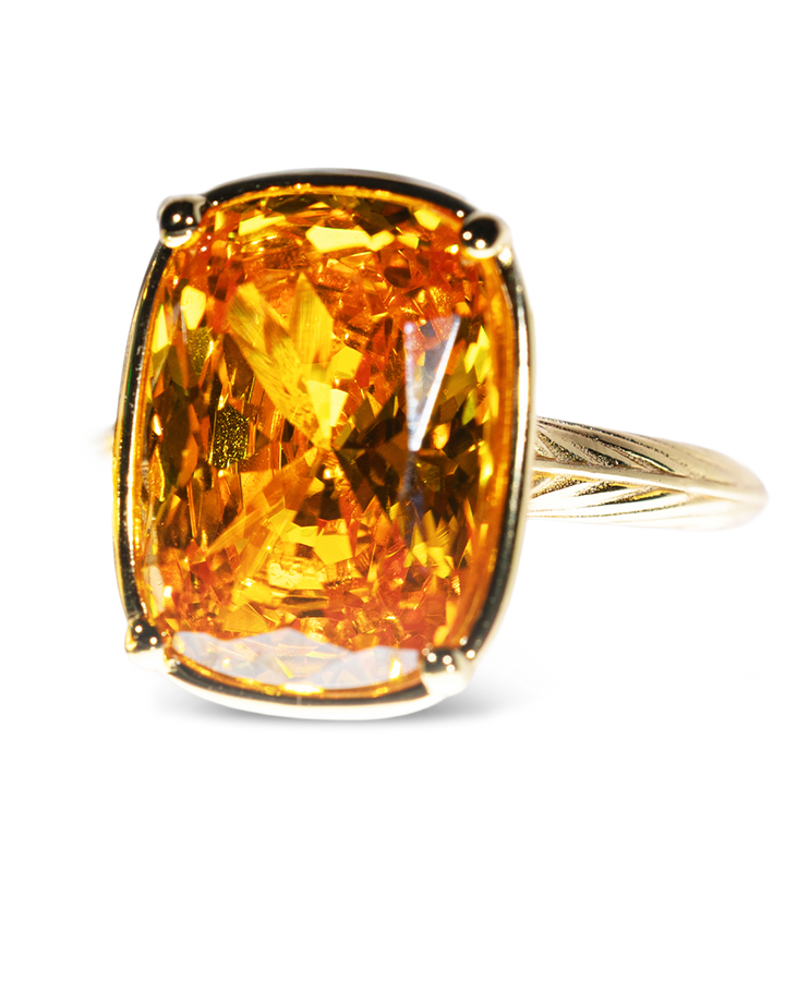 Canary Elongated Cushion CZ Cocktail Ring