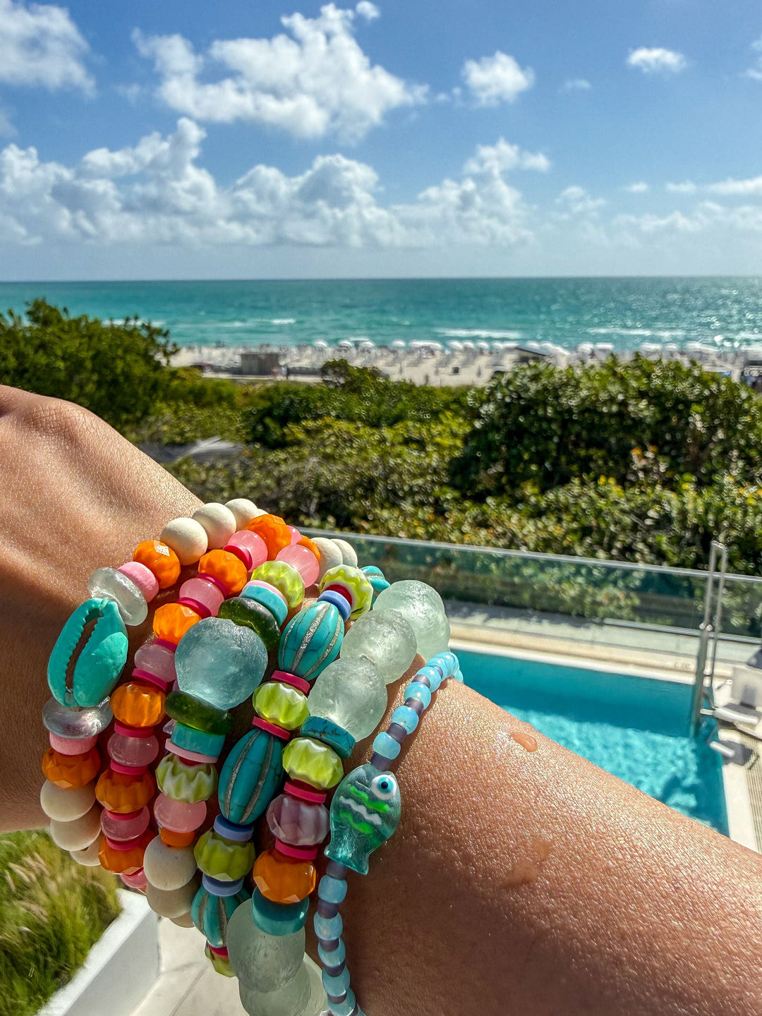 Intricate Stack Bracelet | Pink + Orange