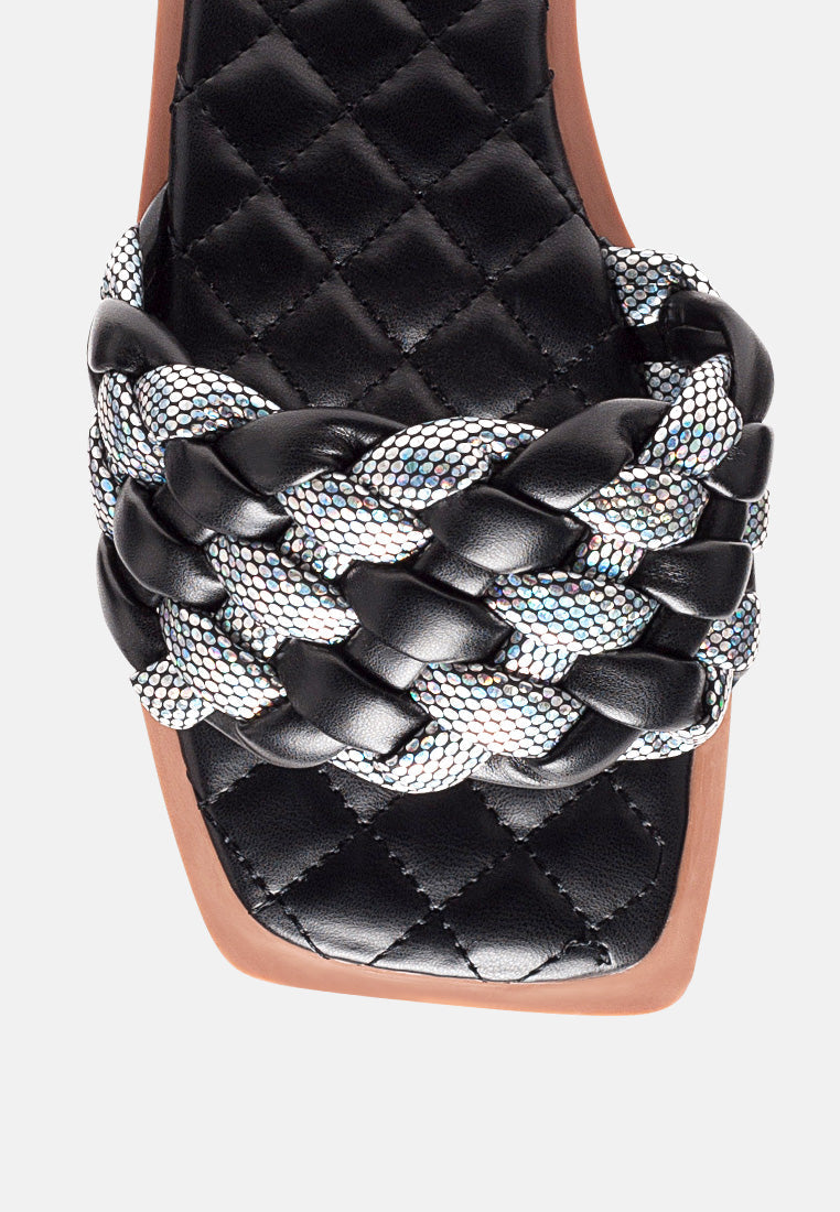 allium metallic woven strap flats by London Rag