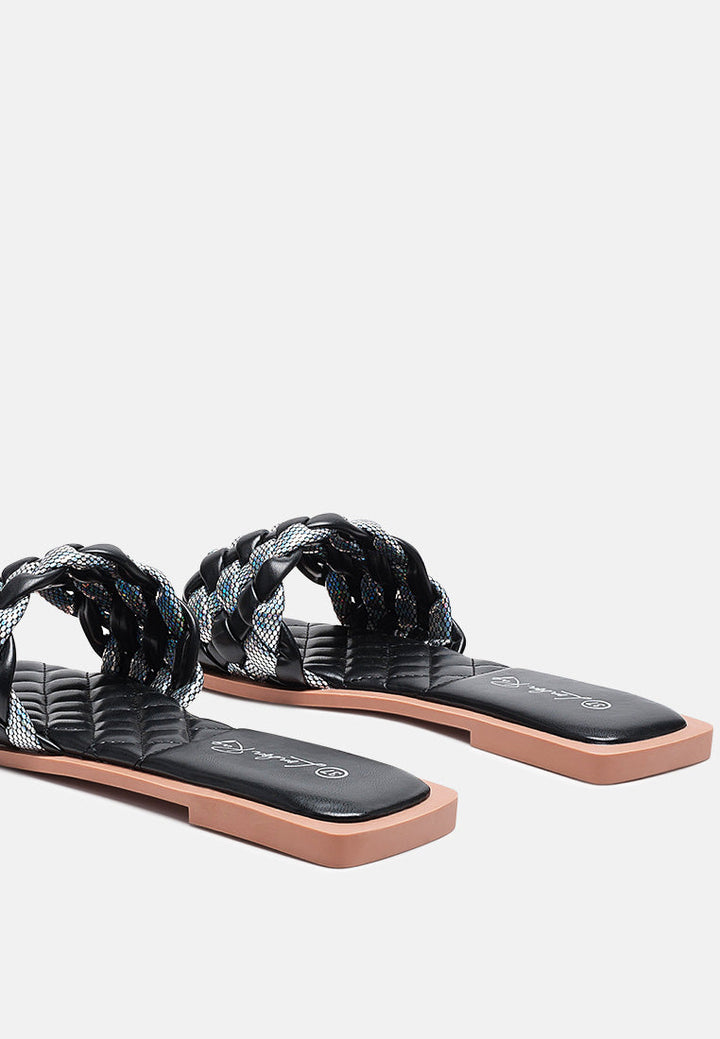 allium metallic woven strap flats by London Rag