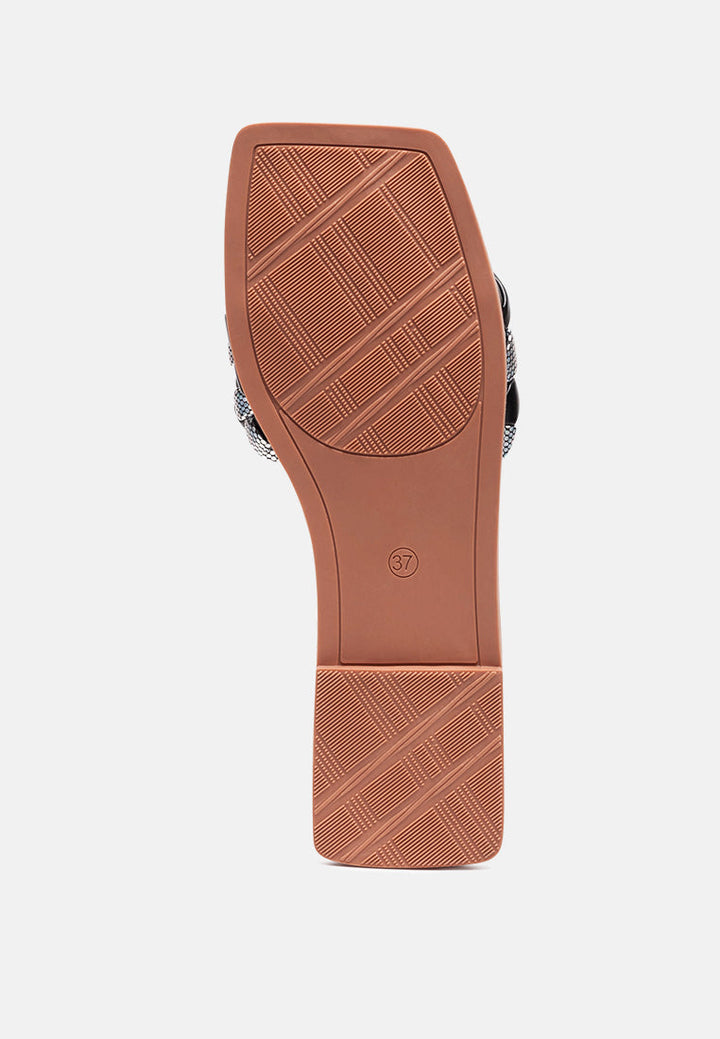 allium metallic woven strap flats by London Rag