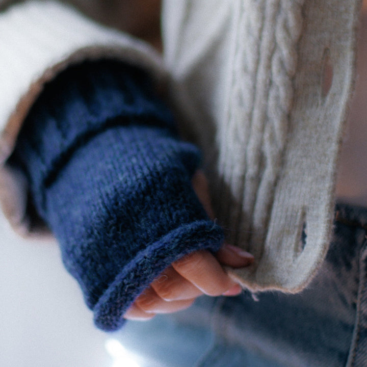 Navy Essential Knit Alpaca Gloves