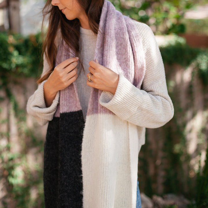 Blush Color Block Alpaca Scarf