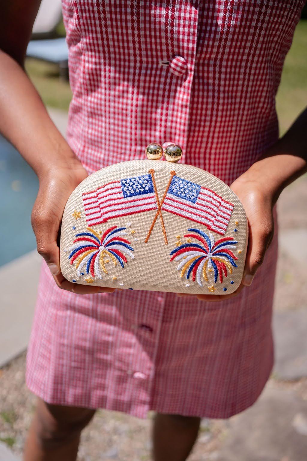 American Flag  - Embroidered Clutch