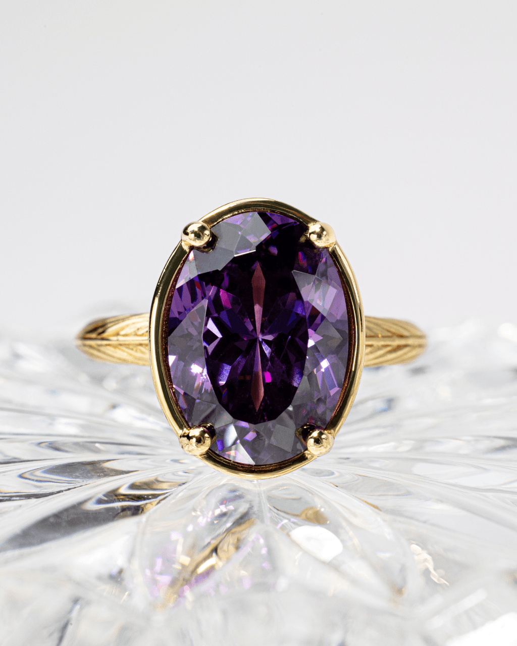 Oval Cut Amethyst CZ Cocktail Ring