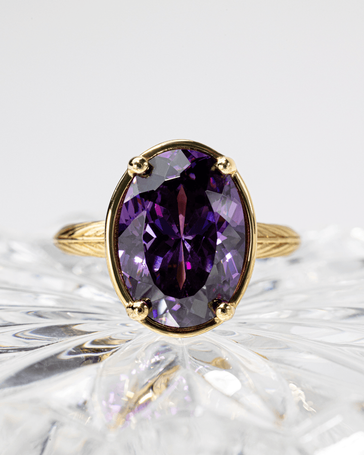 Oval Cut Amethyst CZ Cocktail Ring
