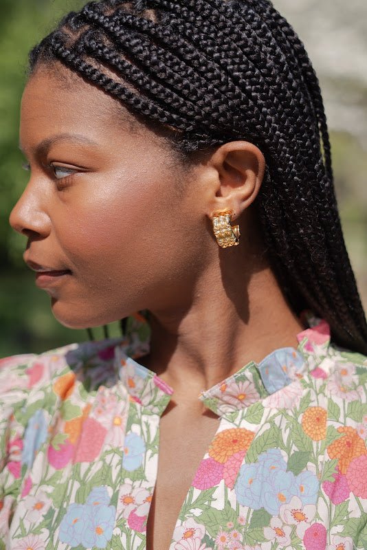 Anna Bamboo Hoop Earring  - 18k Gold Plated