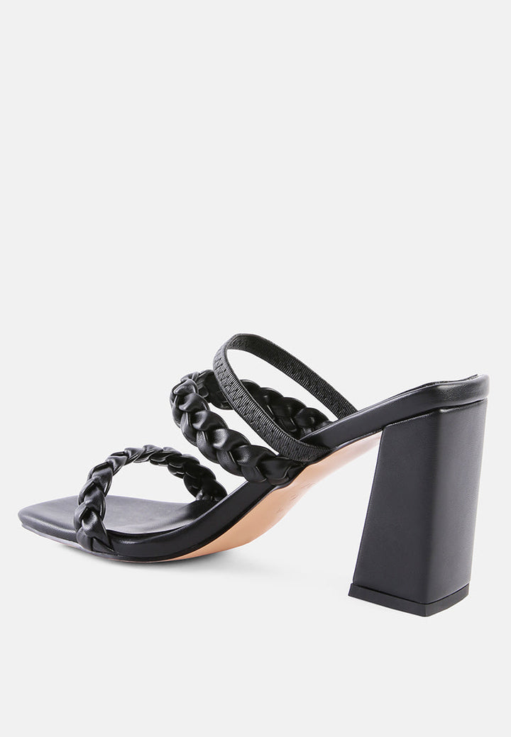 Arnie Braided Straps Block Heeled Sandals by London Rag
