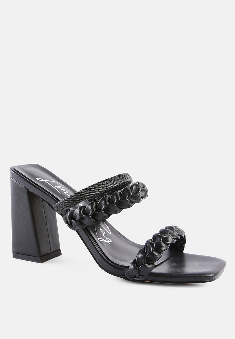 Arnie Braided Straps Block Heeled Sandals by London Rag