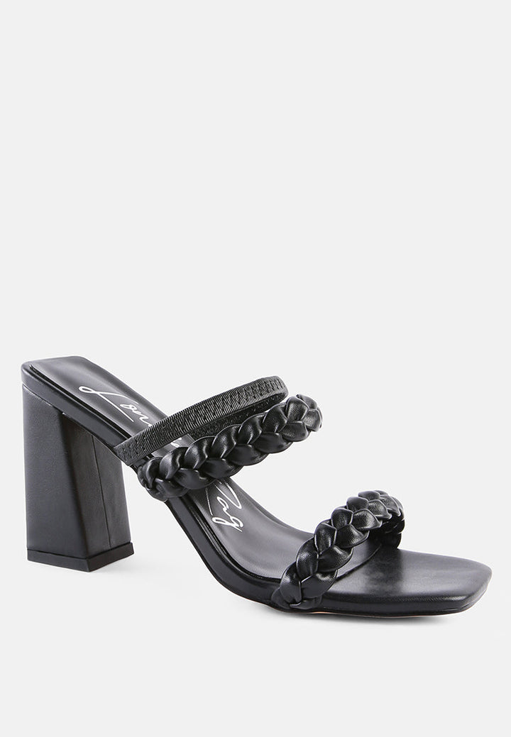 Arnie Braided Straps Block Heeled Sandals by London Rag