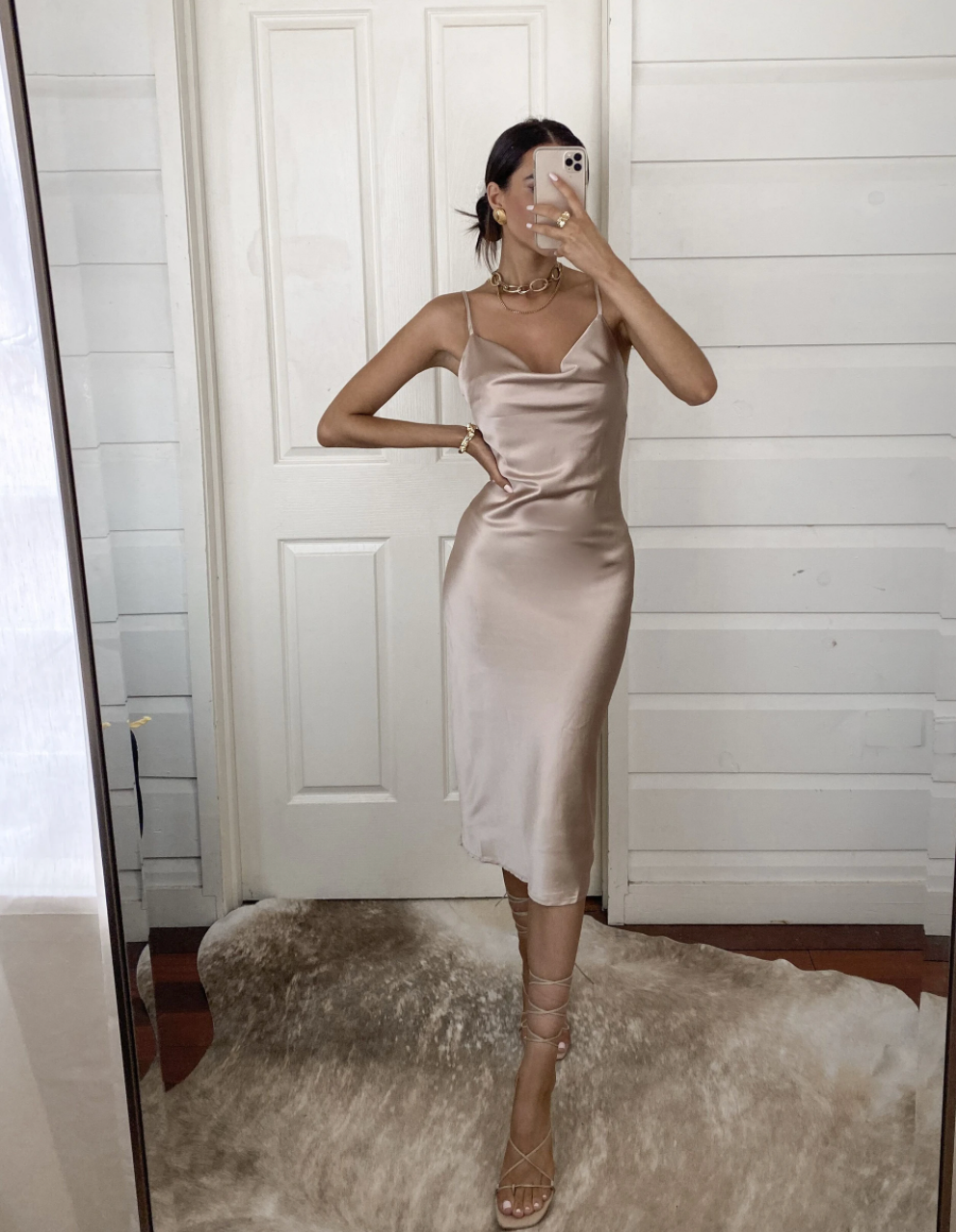 Aspen Midi Dress - Champagne Satin 6 Aspen Midi Dress - Champagne Satin 6