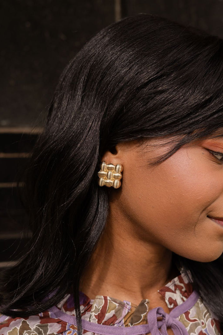 Ava - Statement Stud Earring - 18k Plated