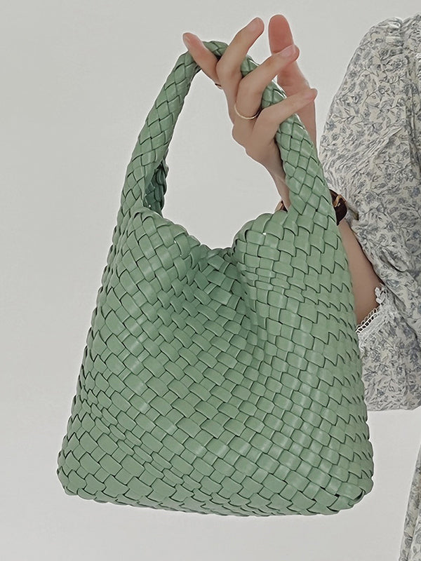 Solid Color Woven Bags Handbags by migunica