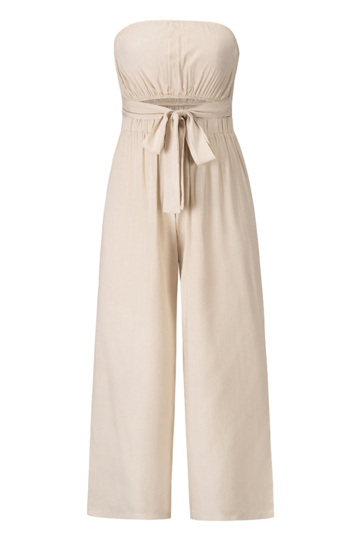 Tied Cutout Tube Wide Leg Jumpsuit by Coco Charli