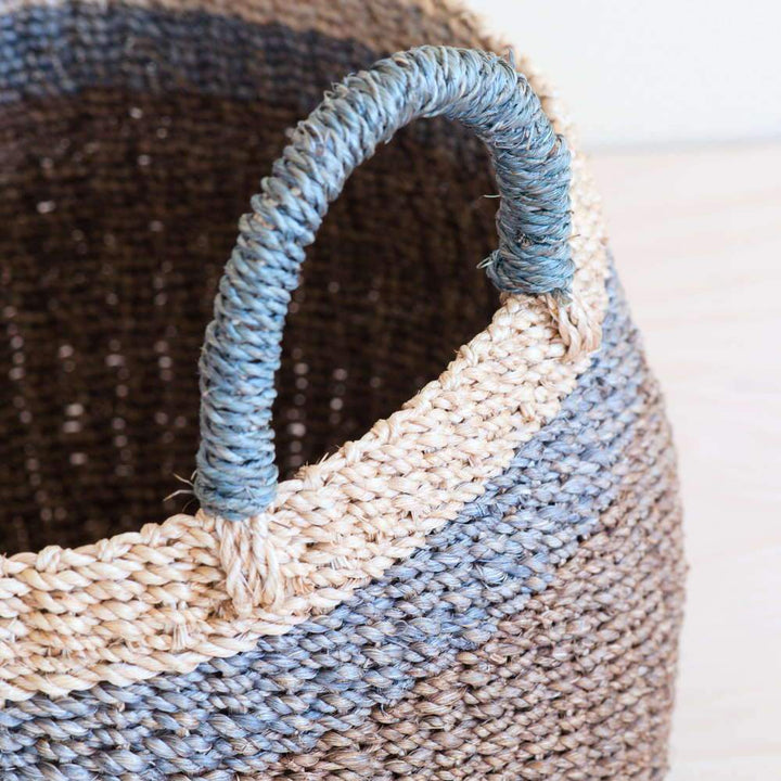 Brown Tabletop Bulge Basket with Handle - Catch-all Basket | LIKHÂ by LIKHÂ