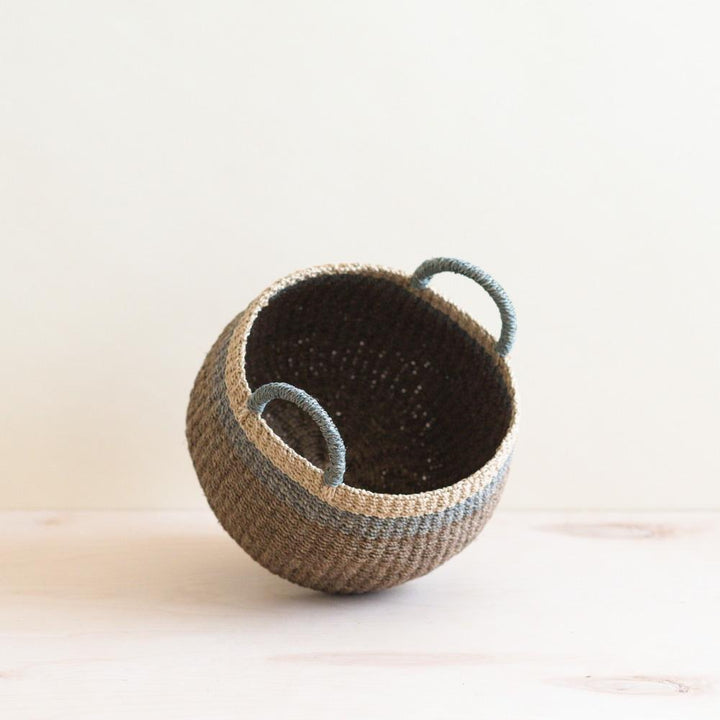 Brown Tabletop Bulge Basket with Handle - Catch-all Basket | LIKHÂ by LIKHÂ