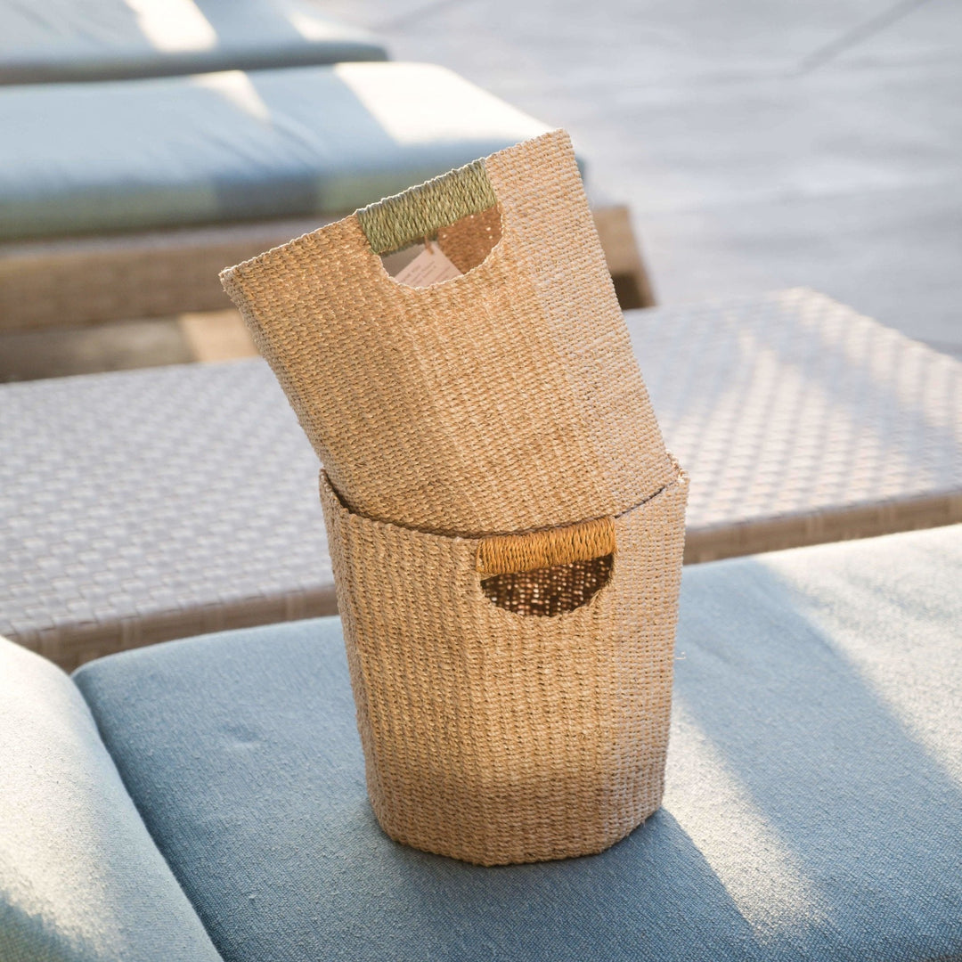 Natural Octagon Basket with Dusty Rose Handle - Natural Basket | LIKHÂ by LIKHÂ