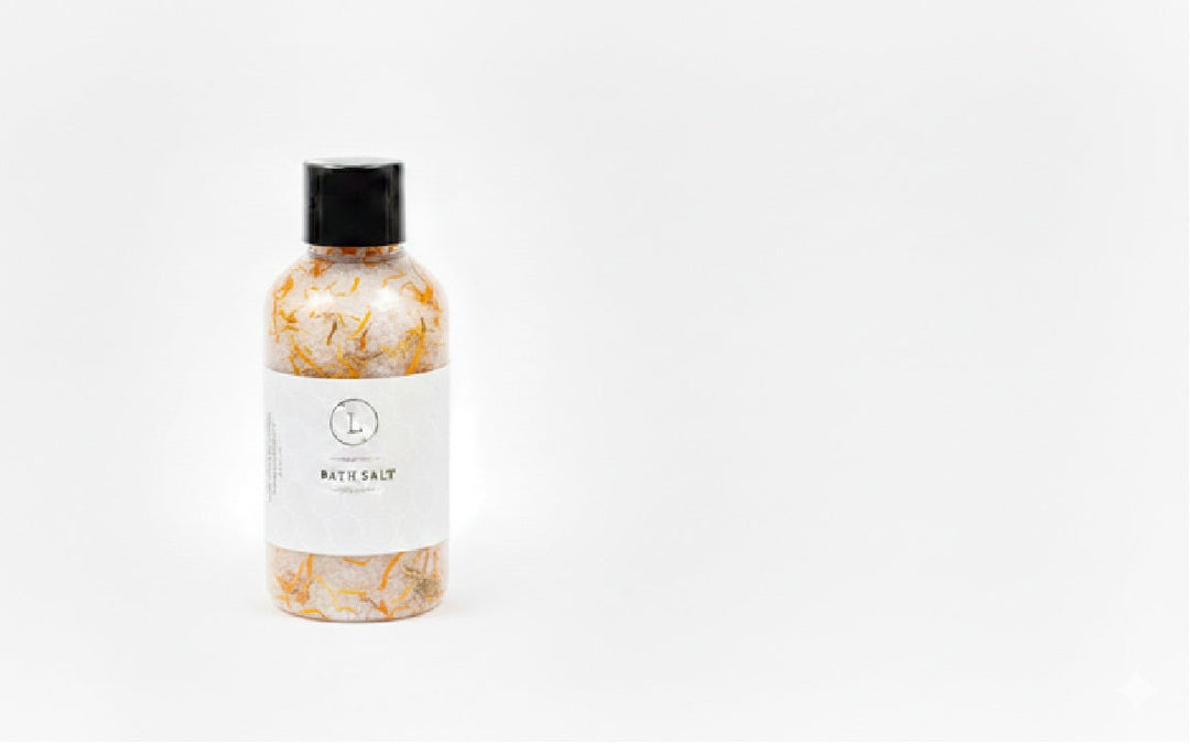 Luxurious Natural Bath Salts Discovery Set - 4 Botanical Glass Bottles