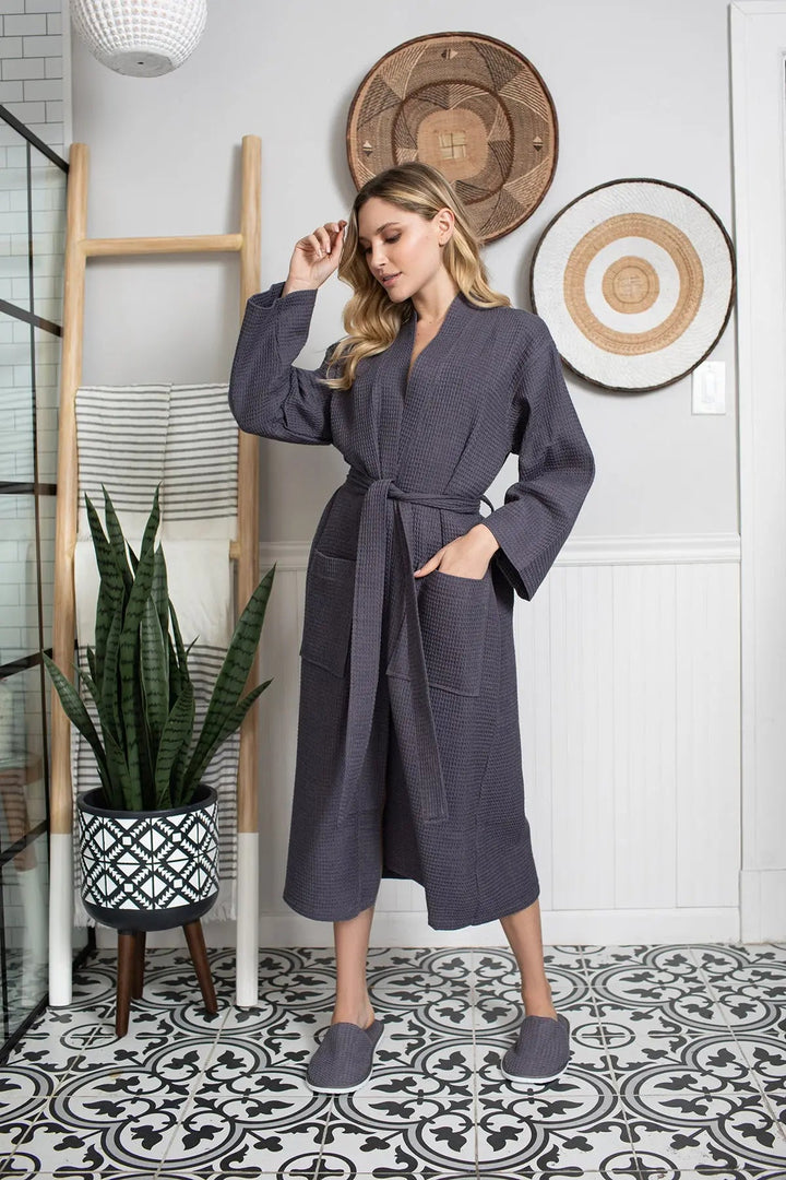 Lightweight Cotton Waffle Robe for Women by Lotus Linen