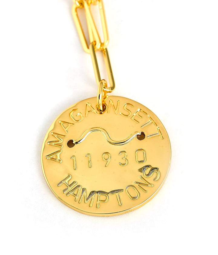 Beach Tag Charm Necklace – 18k Gold Plated