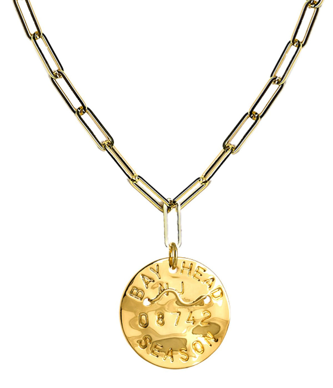 Beach Tag Charm Necklace – 18k Gold Plated